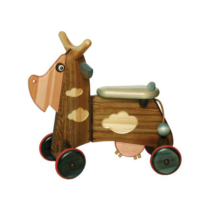 Mucca Cavalcabile in legno massello con snodo in cuoio
